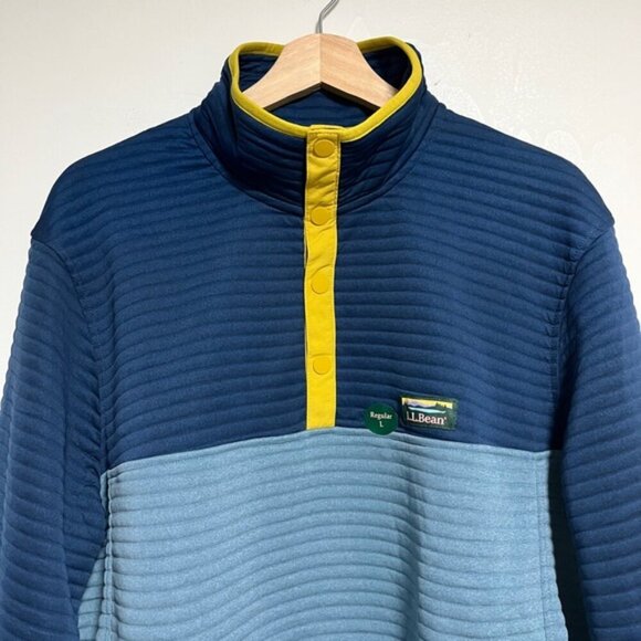 NWT L.L. Bean AirLight Knit Pullover Snap Fleece - Men’s L - Blue Colorblock - Picture 11 of 11